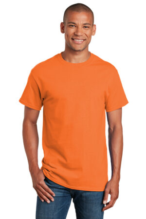 a person wearing an orange shirt